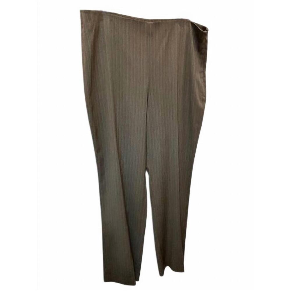 NEW 600 WEST women striped melange straight leg pant in brown